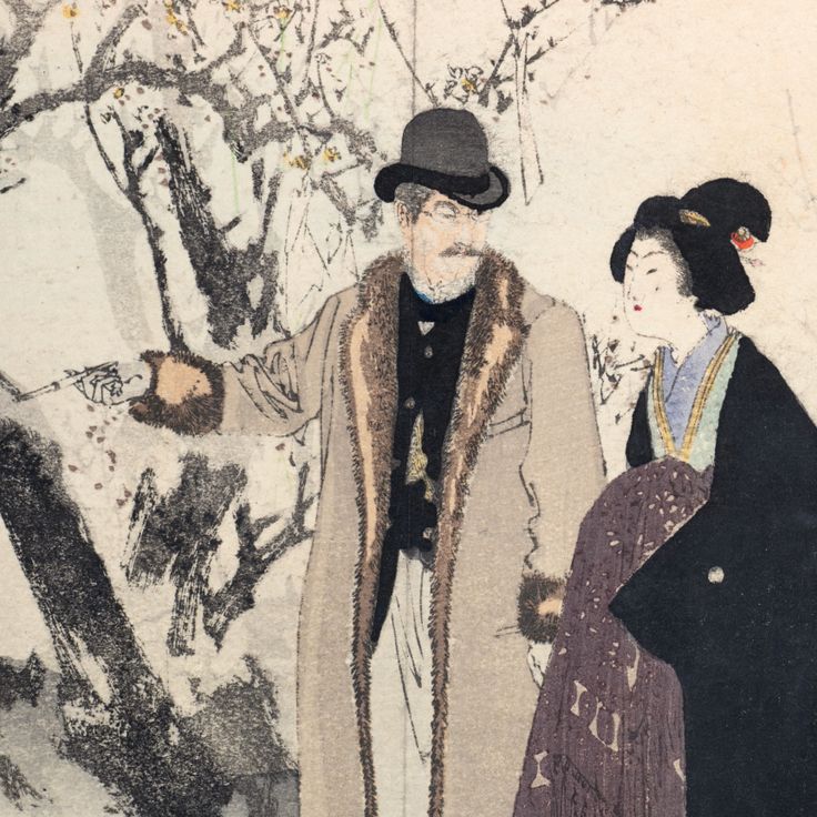 Detail of frontispiece by Mizuno Toshikata for Kingaku to shosei (Nichiyō hyakka zensho, vol. 9), 1896