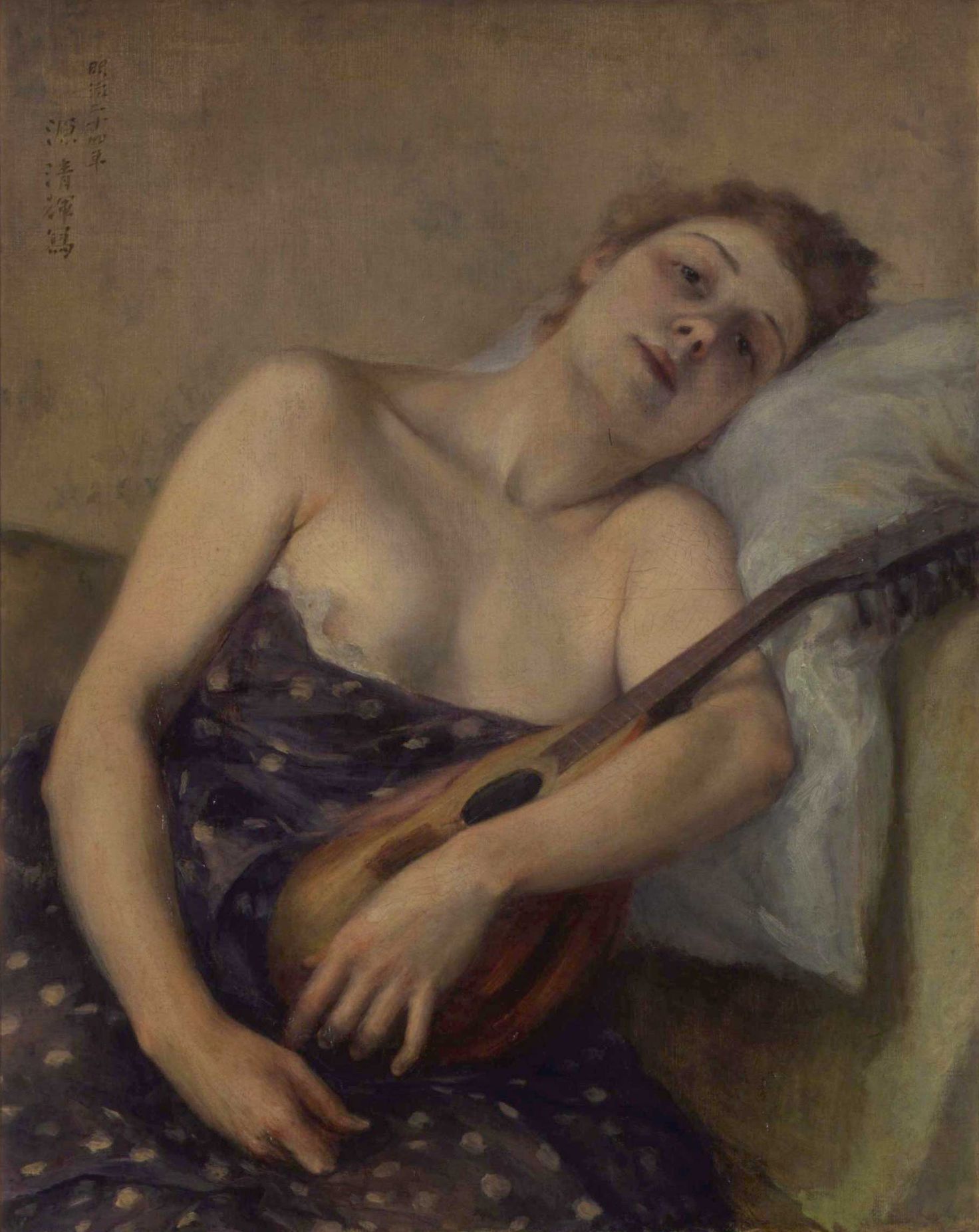 Frau mit einer Mandoline