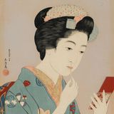 紅筆持てる女