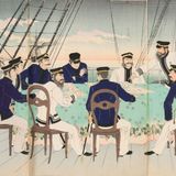 海軍将校等征清の戰略を論する圖