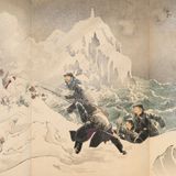 於威海衛附近我海軍陸戰隊決死隊七勇士先鋒上陸之圖